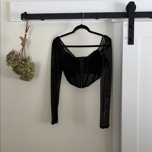 Kendall & Kylie Black Lace Sheer Top